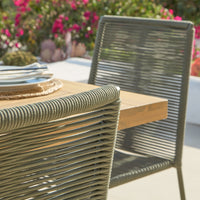 Hali 6 Seater Wooden Garden Dining Set with Ryder Khaki Chairs - 175cm