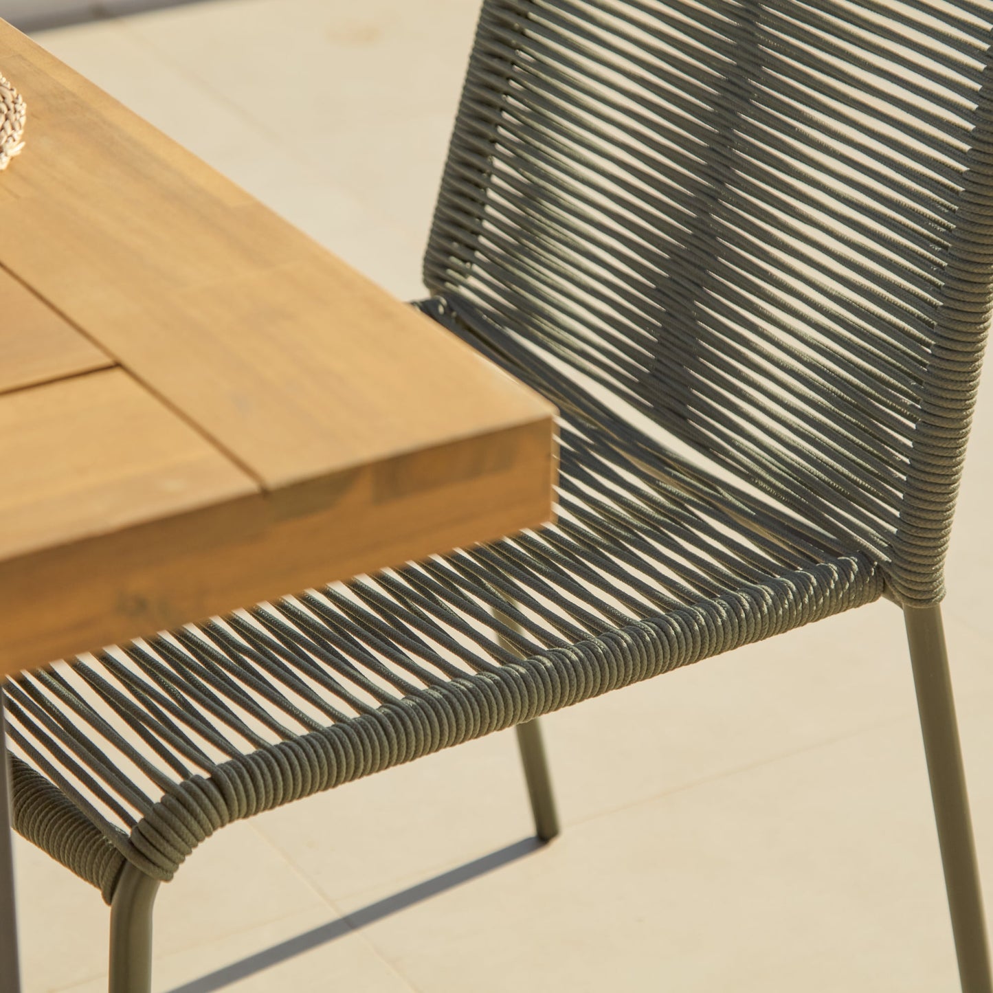 Hali 6 Seater Wooden Garden Dining Set with Ryder Khaki Chairs - 175cm