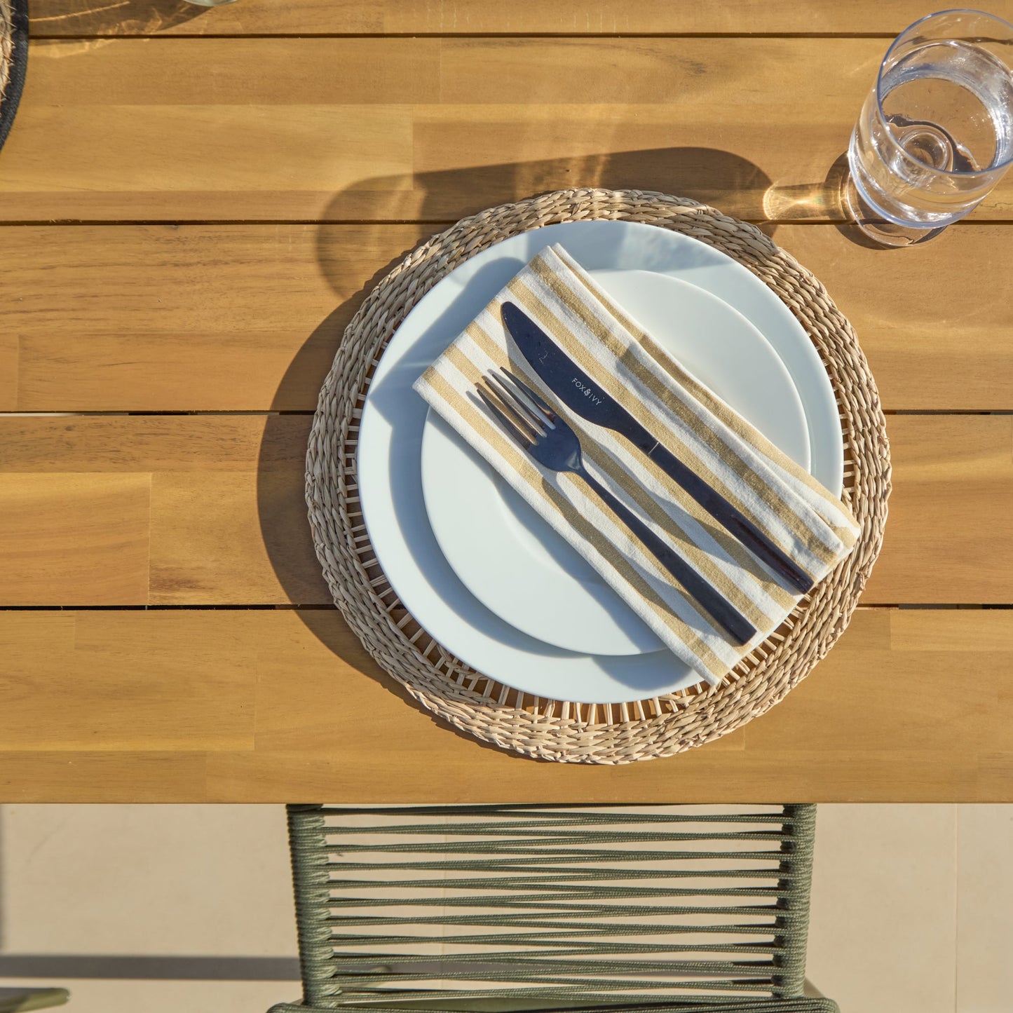 Hali 6 Seater Wooden Garden Dining Set with Ryder Khaki Chairs - 175cm