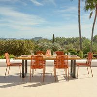 Hali 6 Seater Wooden Garden Dining Set with Ryder Burnt Orange Chairs - 175cm
