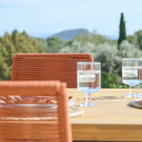 Hali 6 Seater Wooden Garden Dining Set with Ryder Burnt Orange Chairs - 175cm