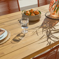 Hali 6 Seater Wooden Garden Dining Set with Ryder Burnt Orange Chairs - 175cm