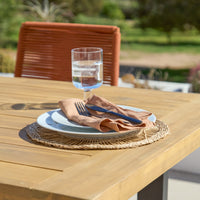 Hali 6 Seater Wooden Garden Dining Set with Ryder Burnt Orange Chairs - 175cm