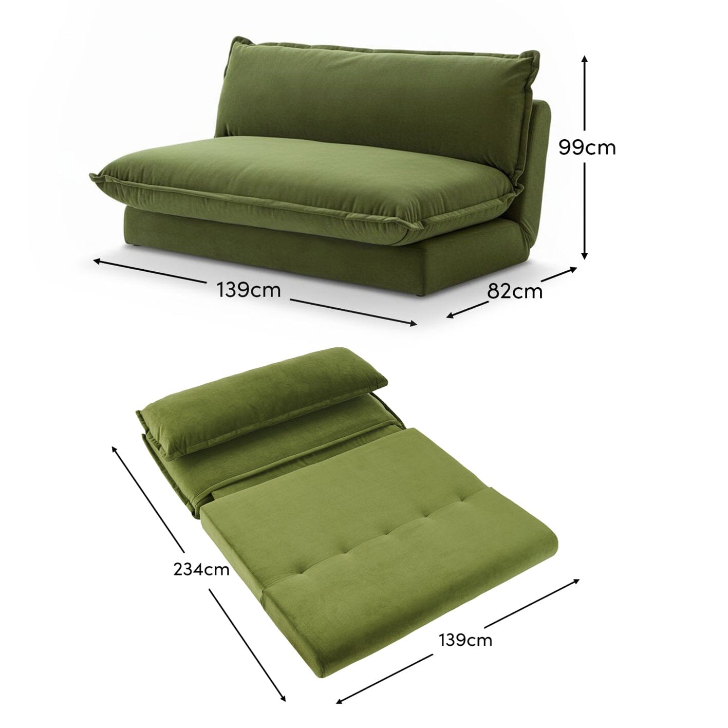 Outlet - Harlow 2 Seater Double Sofa Bed - Fern Green