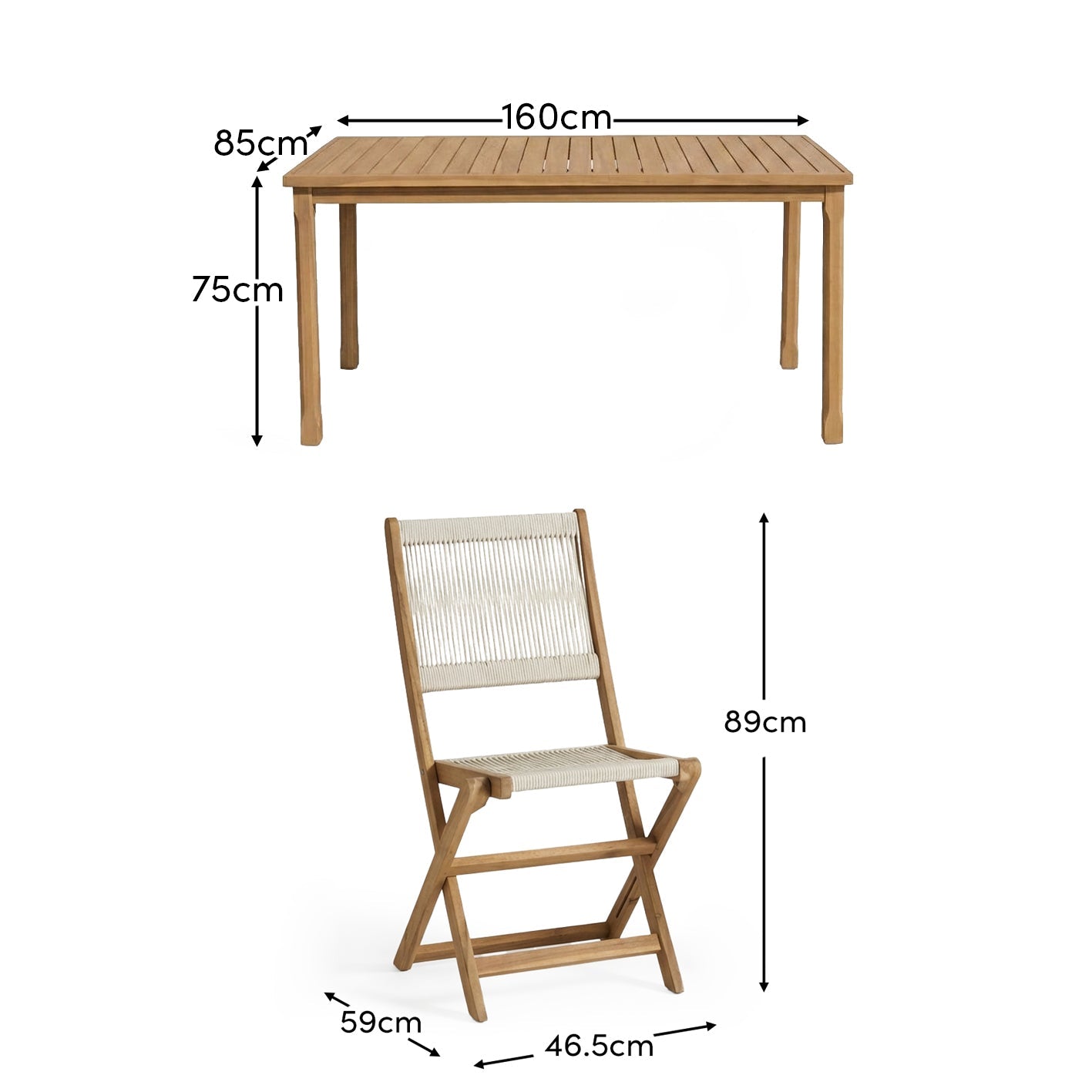 Harlyn 4 Seater Wooden Garden Dining Set with Cove Beige Chairs - 160cm