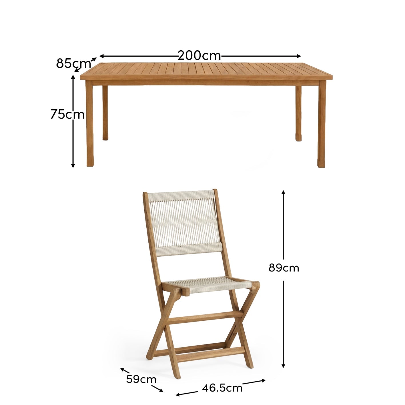 Harlyn 6 Seater Wooden Garden Dining Set with Cove Beige Chairs - 200cm