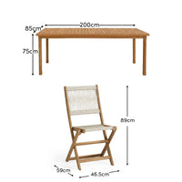 Harlyn 6 Seater Wooden Garden Dining Set with Cove Beige Chairs - 200cm