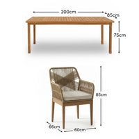 Harlyn 6 Seater Wooden Garden Dining Set with Killian Chairs - 200cm