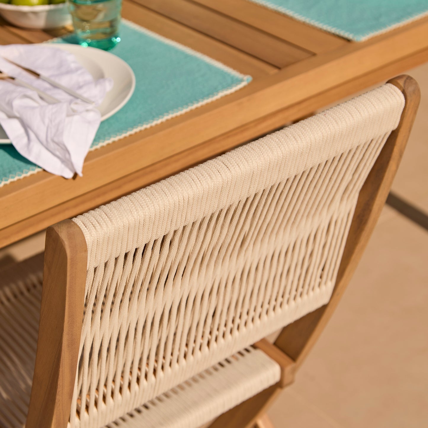Harlyn 4 Seater Wooden Garden Dining Set with Cove Beige Chairs - 160cm