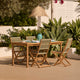 Harlyn 4 Seater Wooden Garden Dining Set with Cove Green Rope Chairs - 160cm