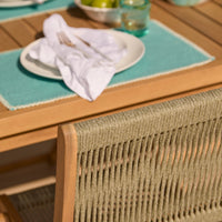 Harlyn 4 Seater Wooden Garden Dining Set with Cove Green Rope Chairs - 160cm