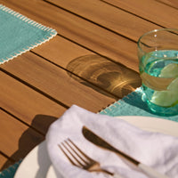 Harlyn 4 Seater Wooden Garden Dining Set with Cove Green Rope Chairs - 160cm