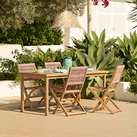 Harlyn 4 Seater Wooden Garden Dining Set with Cove Pink Rope Chairs - 160cm