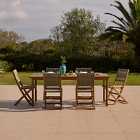 Harlyn 6 Seater Wooden Garden Dining Set with Cove Green Rope Chairs - 200cm