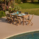 Harlyn 6 Seater Wooden Garden Dining Set with Cove Green Rope Chairs - 200cm