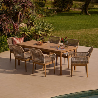 compare product Harlyn 6 Seater Wooden Garden Dining Set with Killian Chairs - 200cm