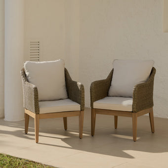 compare product Harlyn Tawny Rattan Garden Armchairs - Set of 2