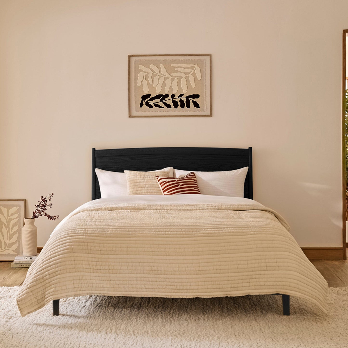 Ida Double Wooden Bed - Black Oak
