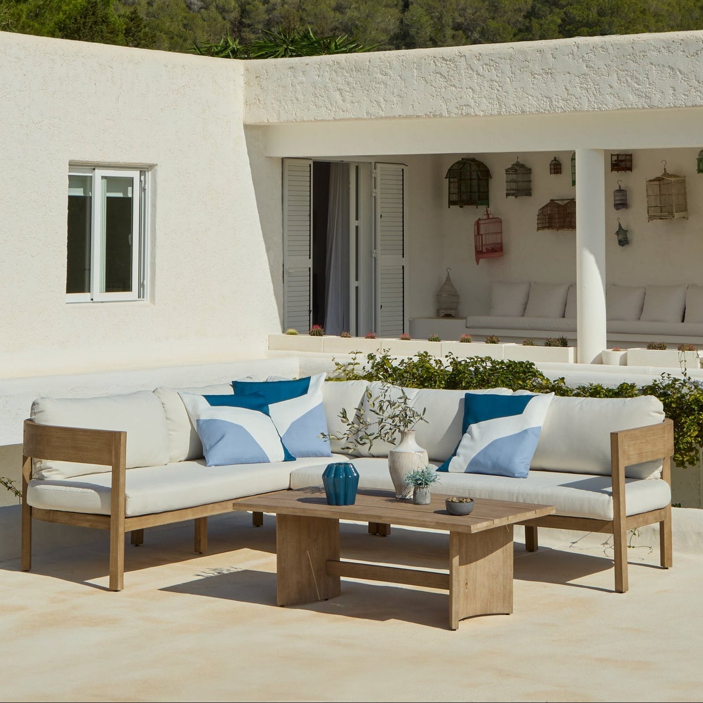 Imani 5 Seater Wooden Garden Corner Sofa with Coffee Table