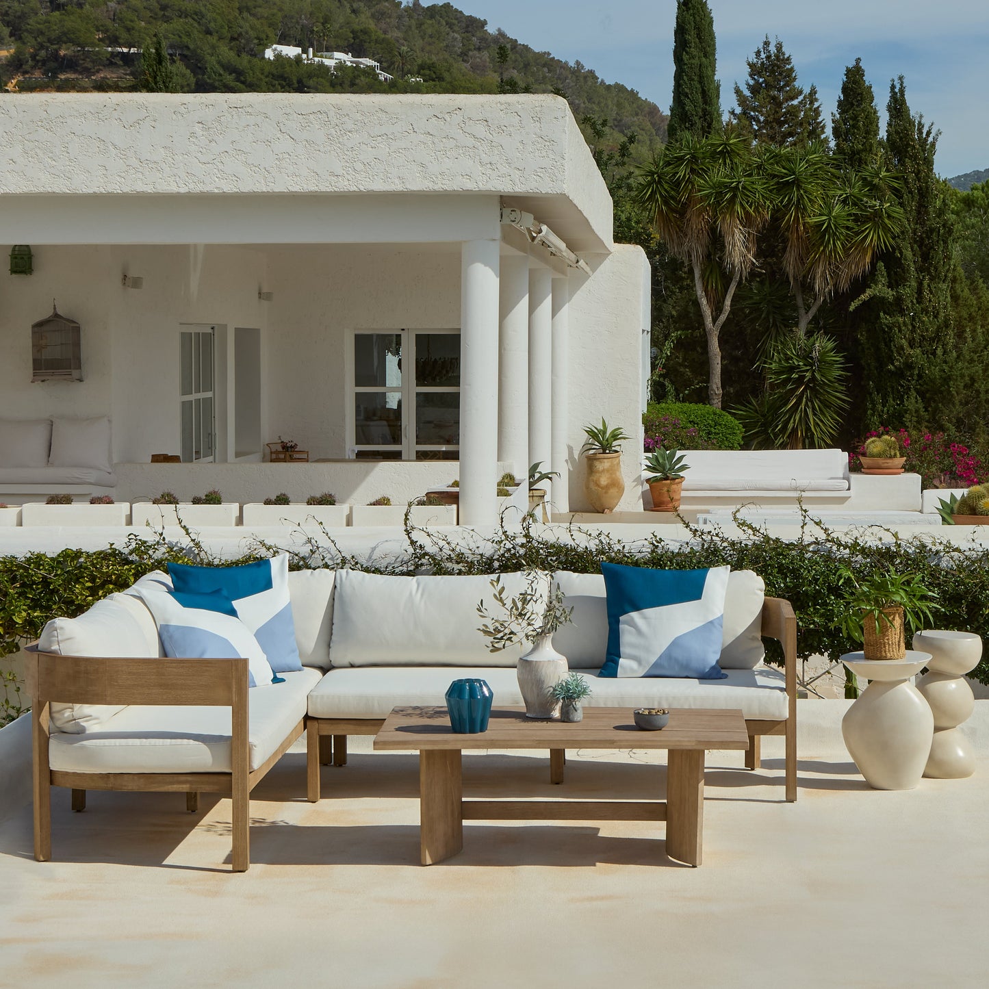 Imani 5 Seater Wooden Garden Corner Sofa with Coffee Table