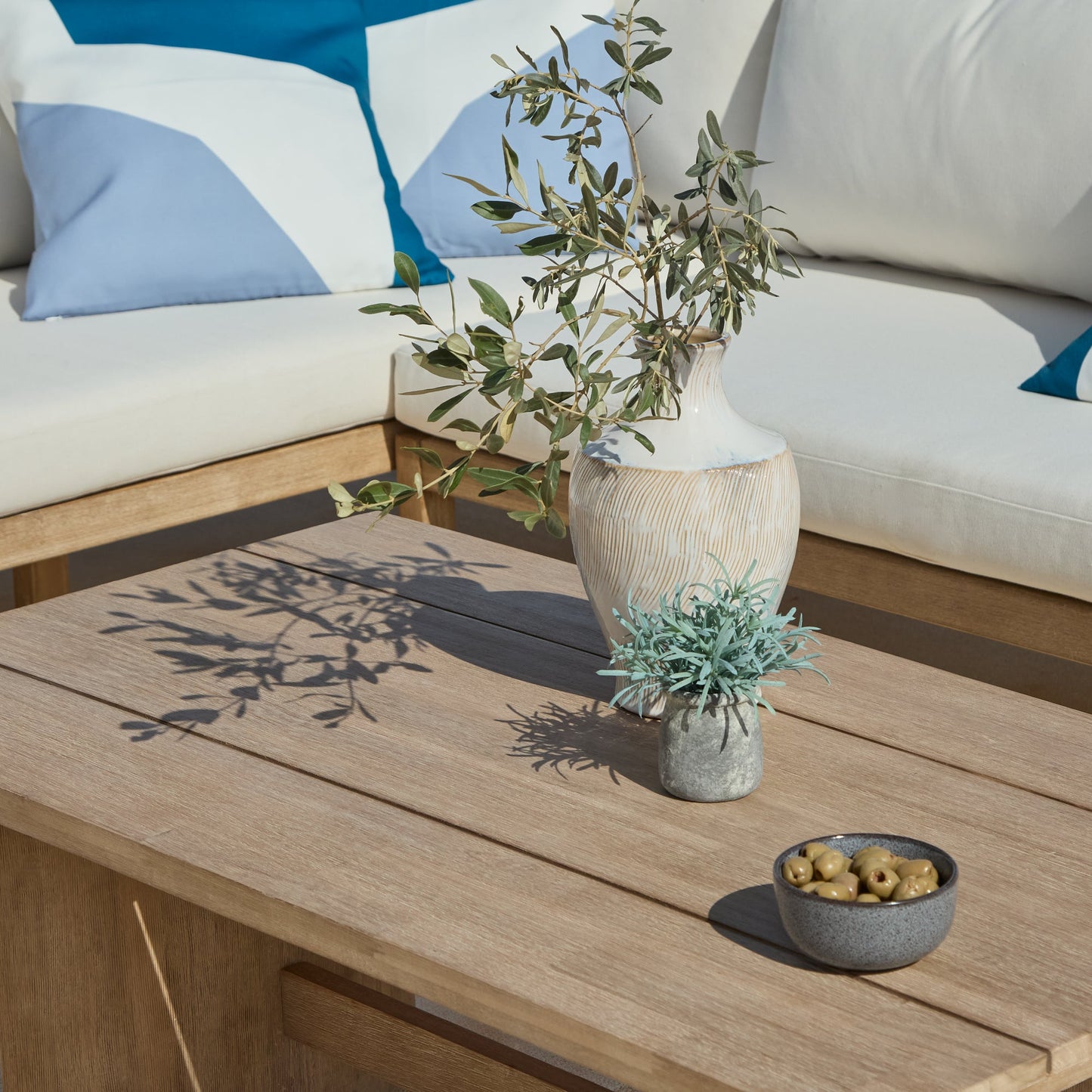 Imani 7 Seater Wooden Garden Corner Sofa Set with Coffee Table & 2 Imani Dining Chairs