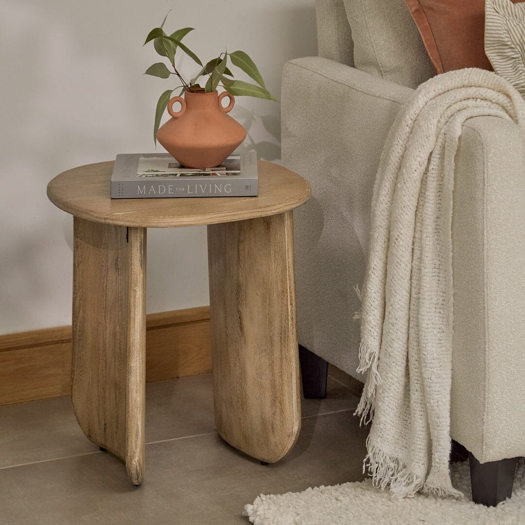 Outlet - Imogen Chalked Mango Wood Side Table