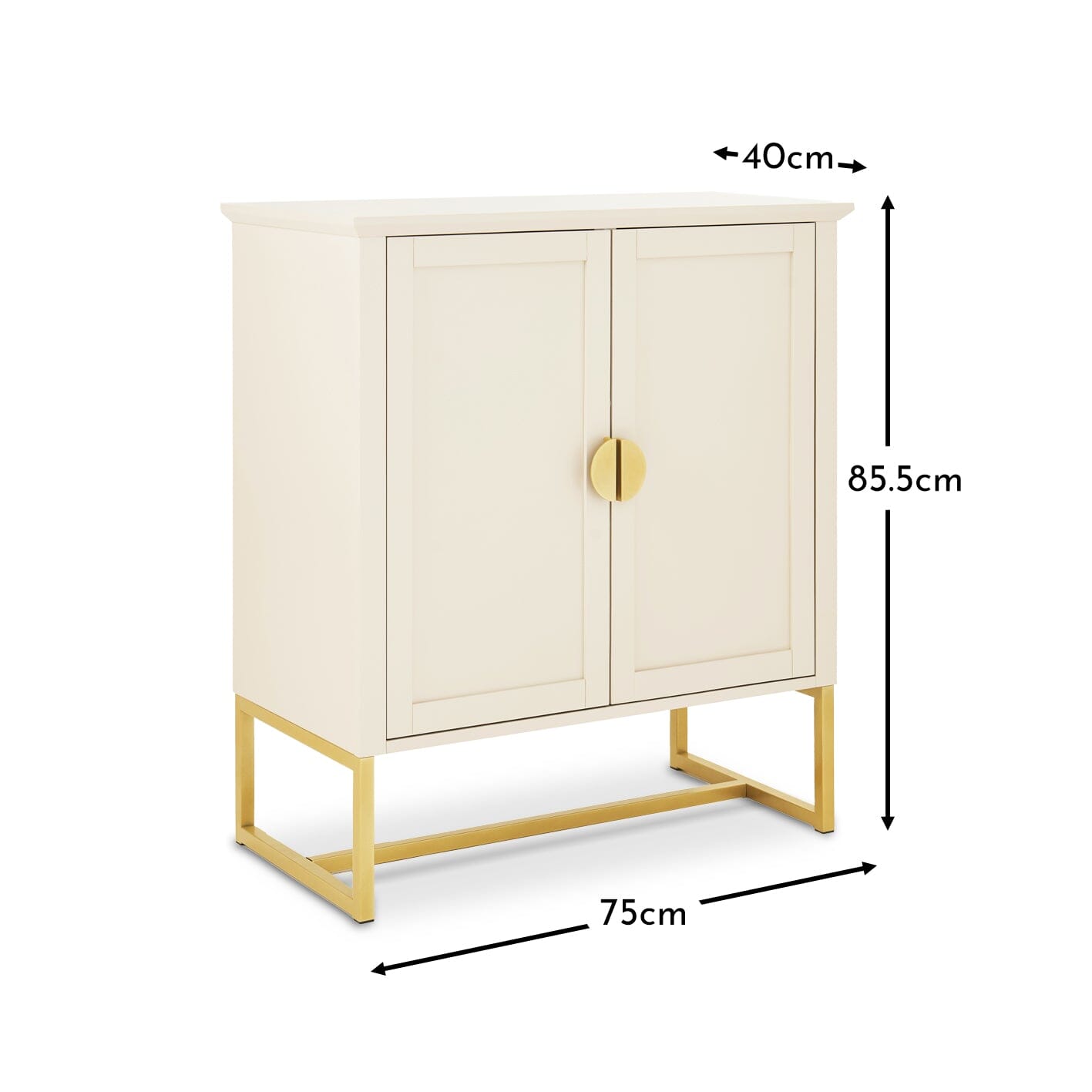 Outlet - Ines 2 Door Sideboard - Taupe & Gold legs