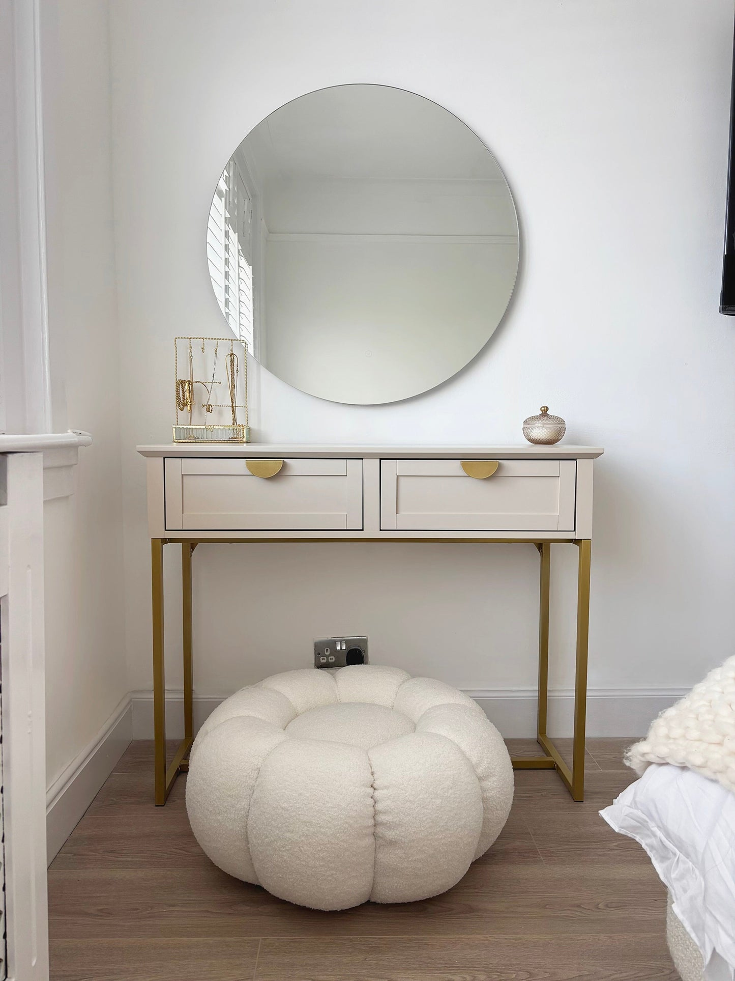 Outlet - Ines 2 Drawer Console Table - Taupe & Gold