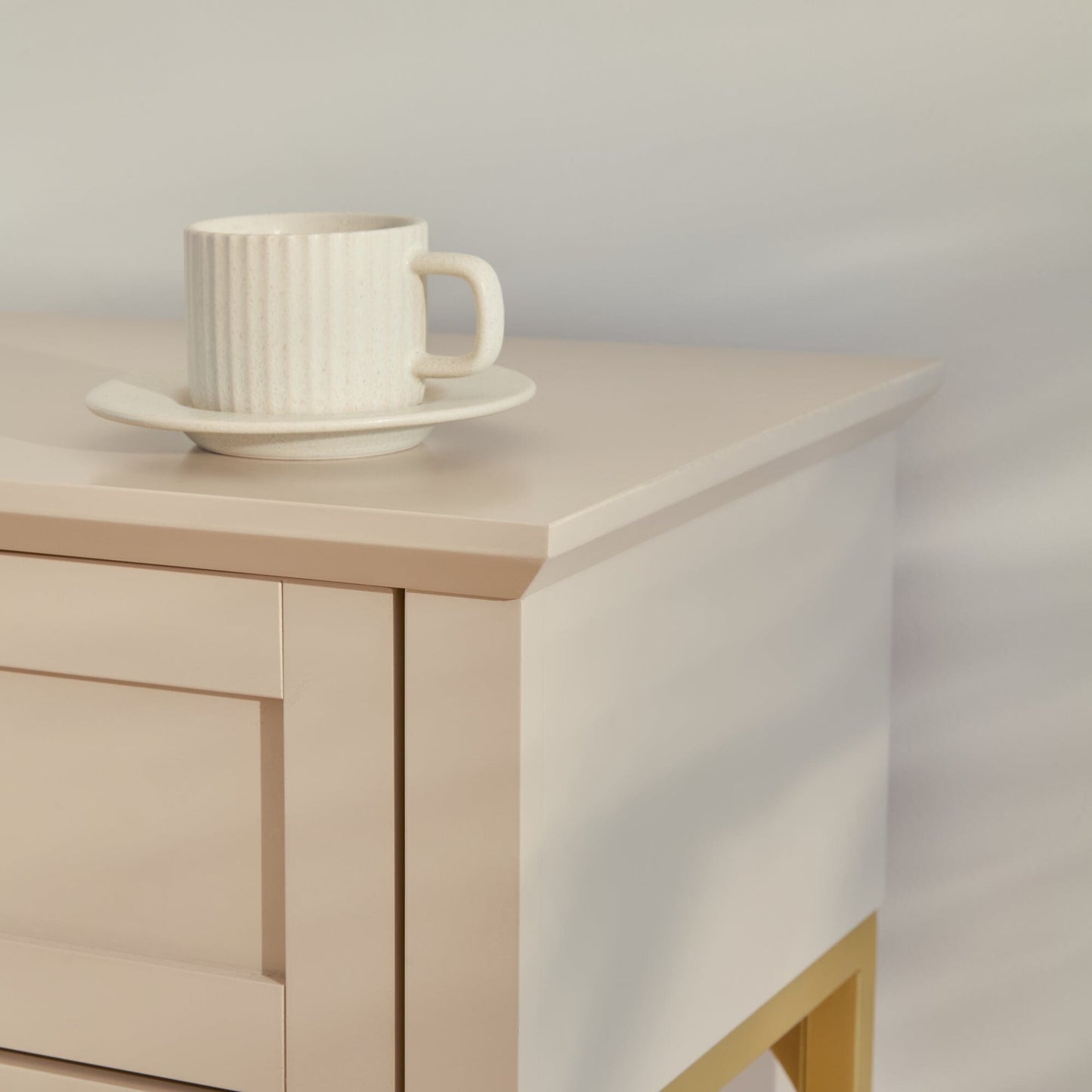 Outlet - Ines 2 Drawer Console Table - Taupe & Gold