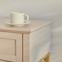 Outlet - Ines 2 Drawer Console Table - Taupe & Gold
