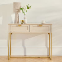 Outlet - Ines 2 Drawer Console Table - Taupe & Gold