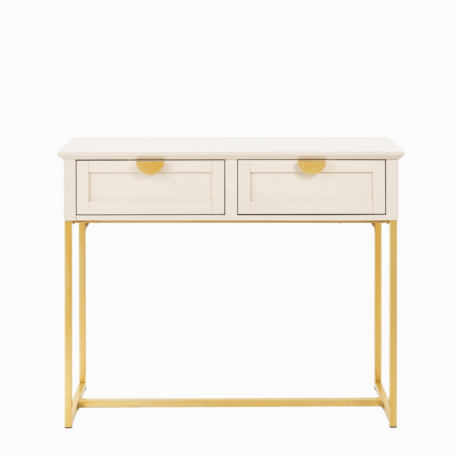 Outlet - Ines 2 Drawer Console Table - Taupe & Gold