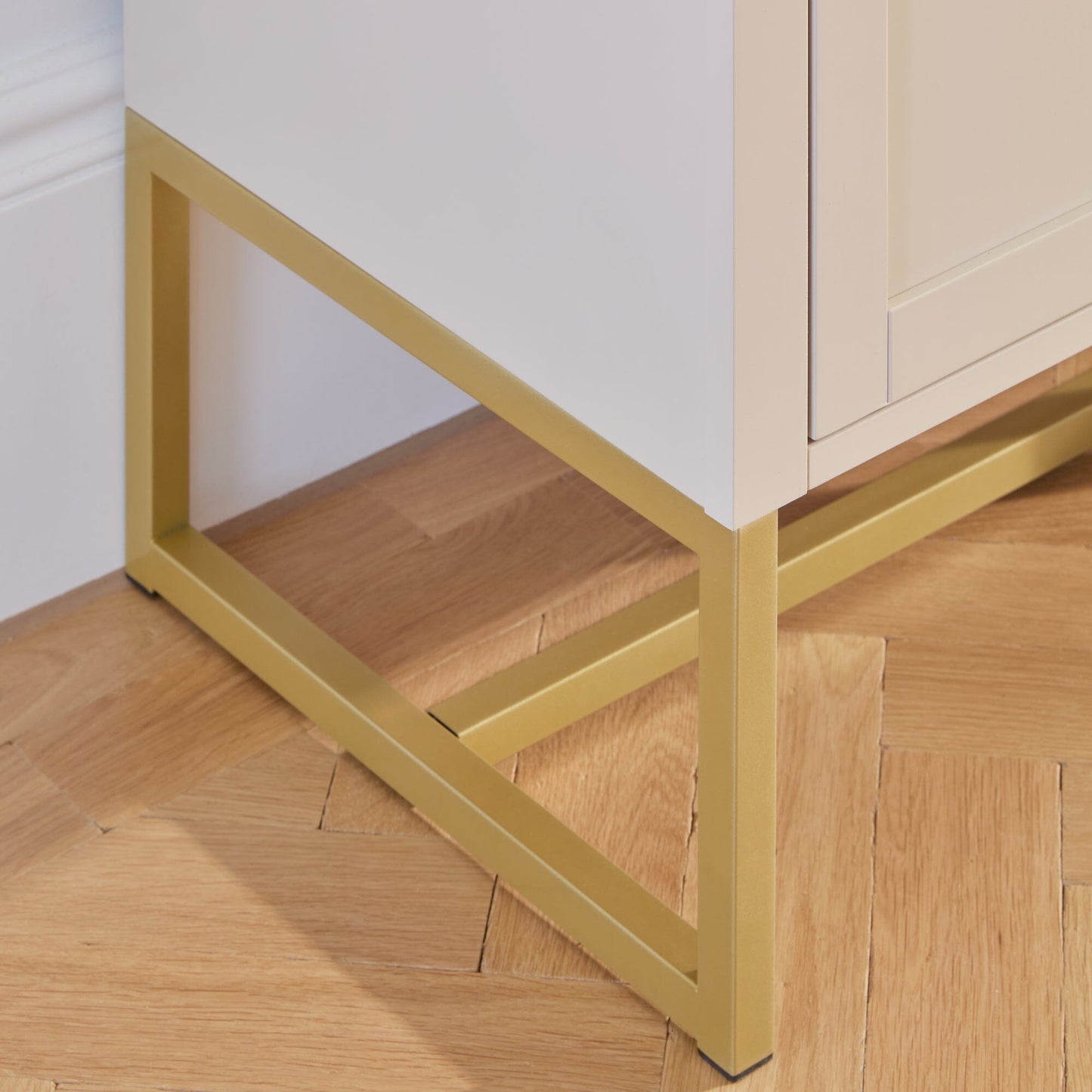 Outlet - Ines 2 Door Sideboard - Taupe & Gold legs