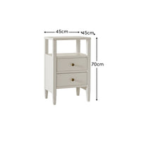 Ivy 2 Drawer Bedside Table - Ivory White