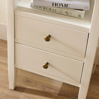 Outlet - Ivy 2 Drawer Bedside Table - Ivory White