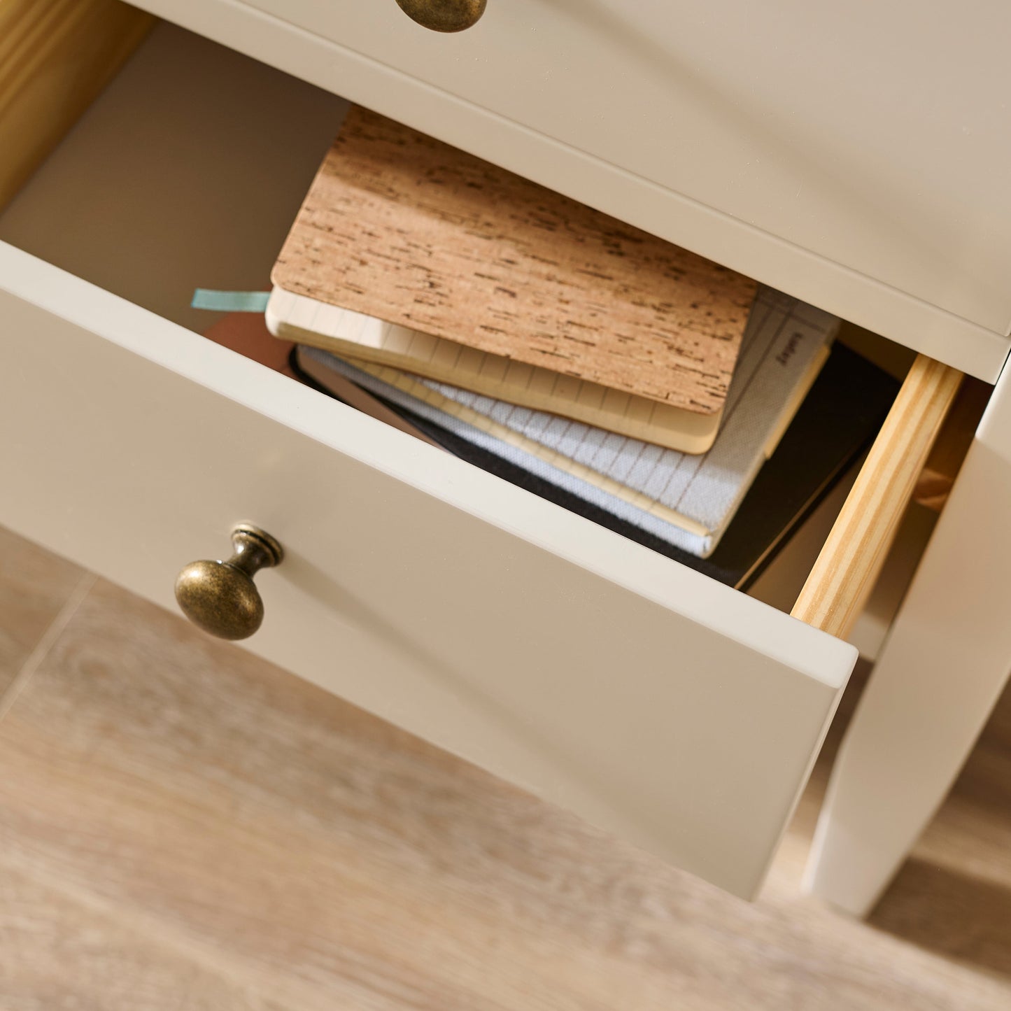 Ivy 2 Drawer Bedside Table - Ivory White