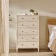 Ivy 5 Drawer Tall Chest of Drawers - Ivory White