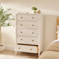 Ivy 5 Drawer Tall Chest of Drawers - Ivory White