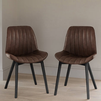 compare product Bella Saddle Brown Dining Chairs - Set of 2 - Black Oak Legs
