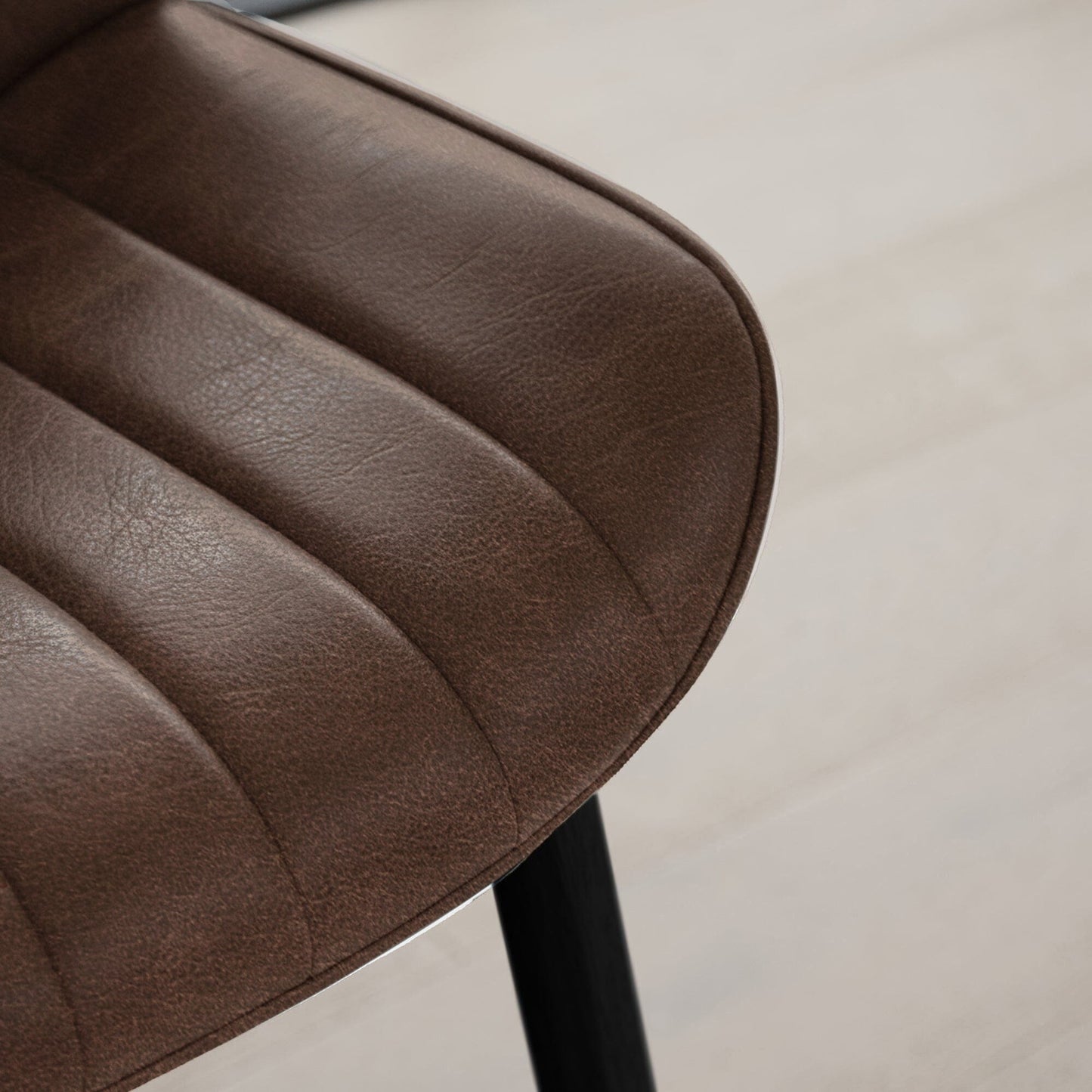 Bella Saddle Brown Dining Chairs - Set of 2 - Black Oak Legs