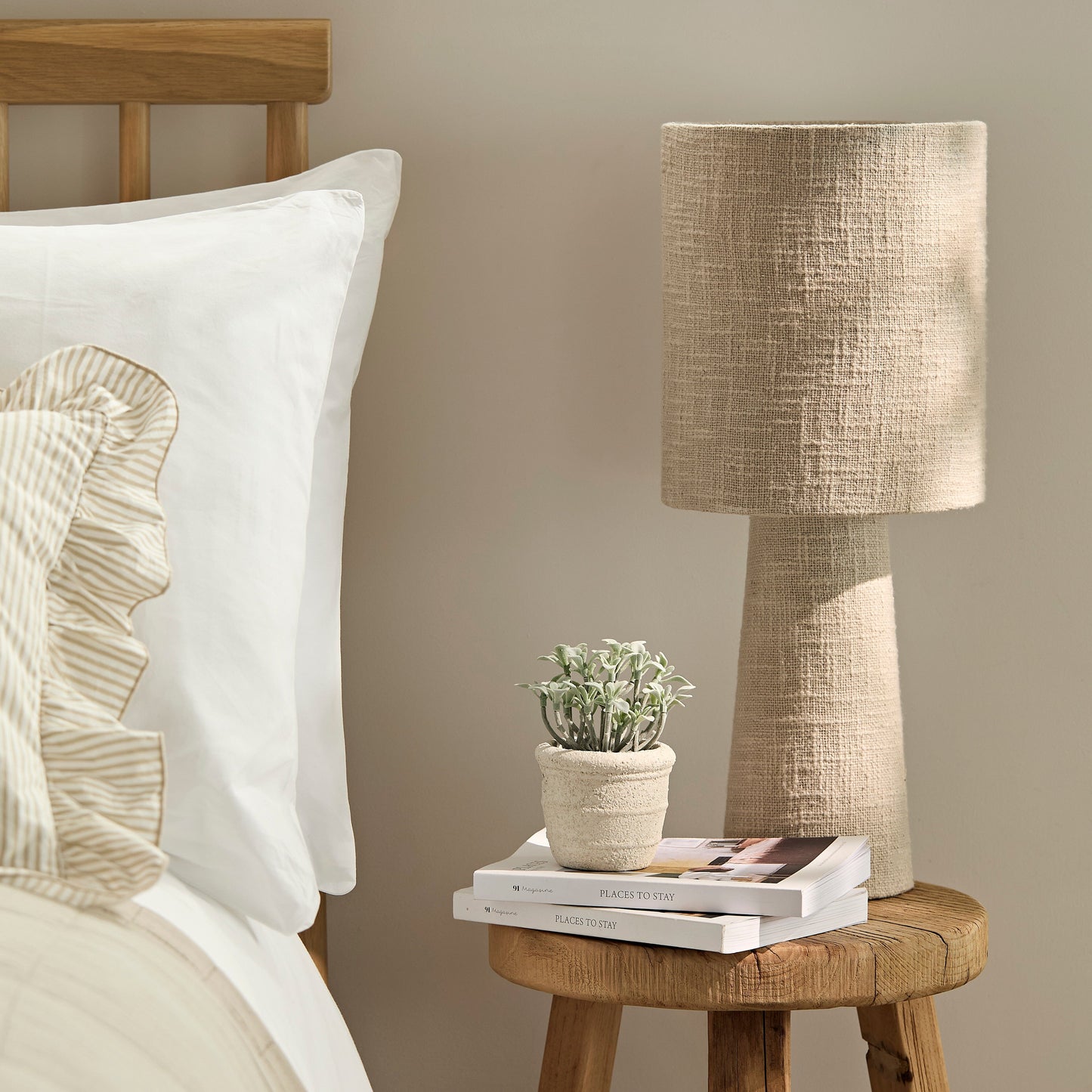 Outlet - Chattendon 50cm Table Lamp - Driftwood Slub Linen