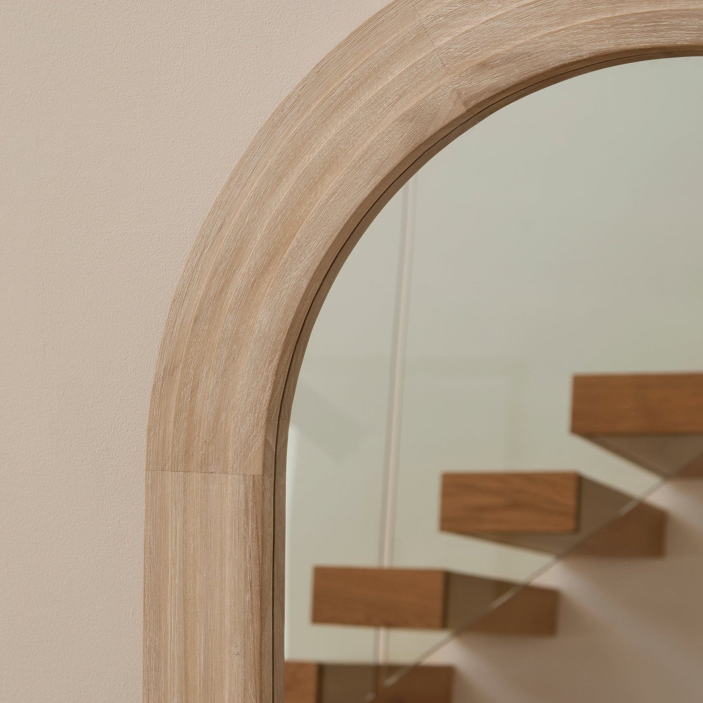 Outlet - Kubu 90 x 77cm Wooden Arch Mirror - Whitewash