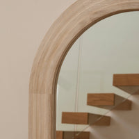 Outlet - Kubu 90 x 77cm Wooden Arch Mirror - Whitewash