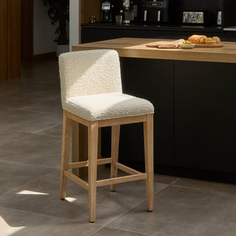 compare product Outlet - Nolan Boucle Bar Stool - Whitewash Oak Legs