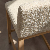 Outlet - Nolan Boucle Bar Stool - Whitewash Oak Legs