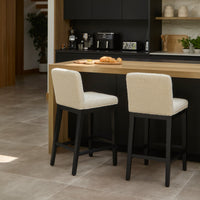 Outlet - Nolan Boucle Bar Stool - Black Oak Legs