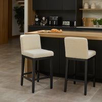Outlet - Nolan Boucle Bar Stool - Black Oak Legs