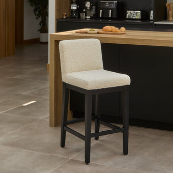 compare product Outlet - Nolan Boucle Bar Stool - Black Oak Legs