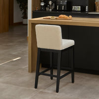 Outlet - Nolan Boucle Bar Stool - Black Oak Legs