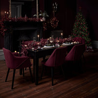 Outlet - Freya Burgundy Red Dining Chair - Set of 2 - Black Oak Legs